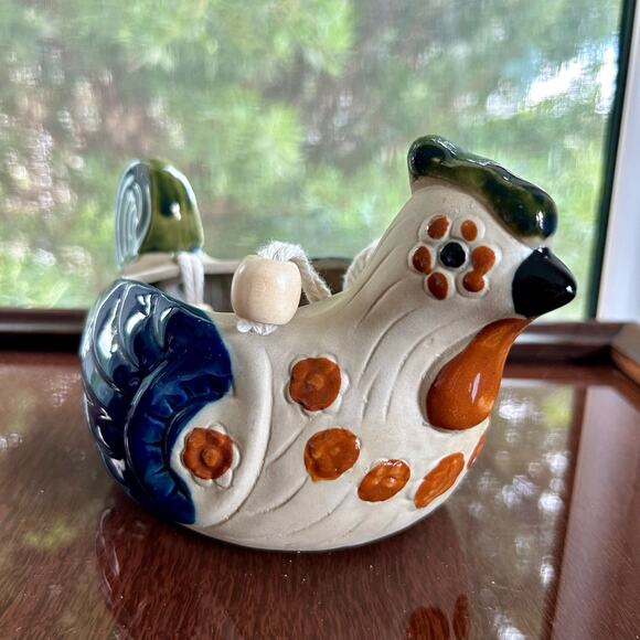 Vintage Stoneware Bird Planter Hanging Ceramic Chicken Quail - Picture 3 of 16